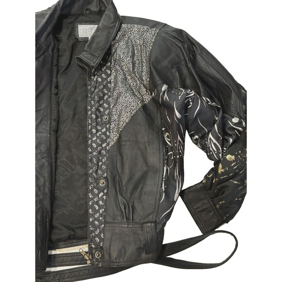 Women’s Genuine Leather Belted Jacket/Motorcycle Classic Black Size M - Picture 4 of 16